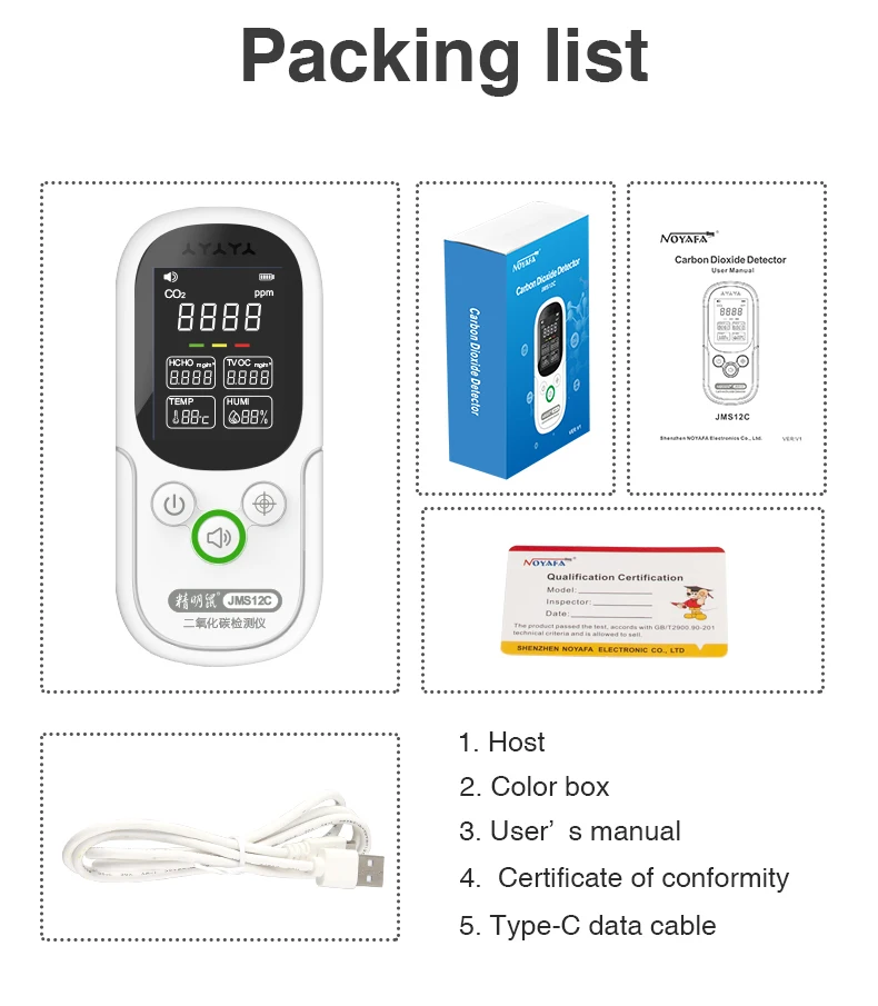 NOYAFA JMS12C Air Quality Testing Instrument Professional Environmental Gas Form