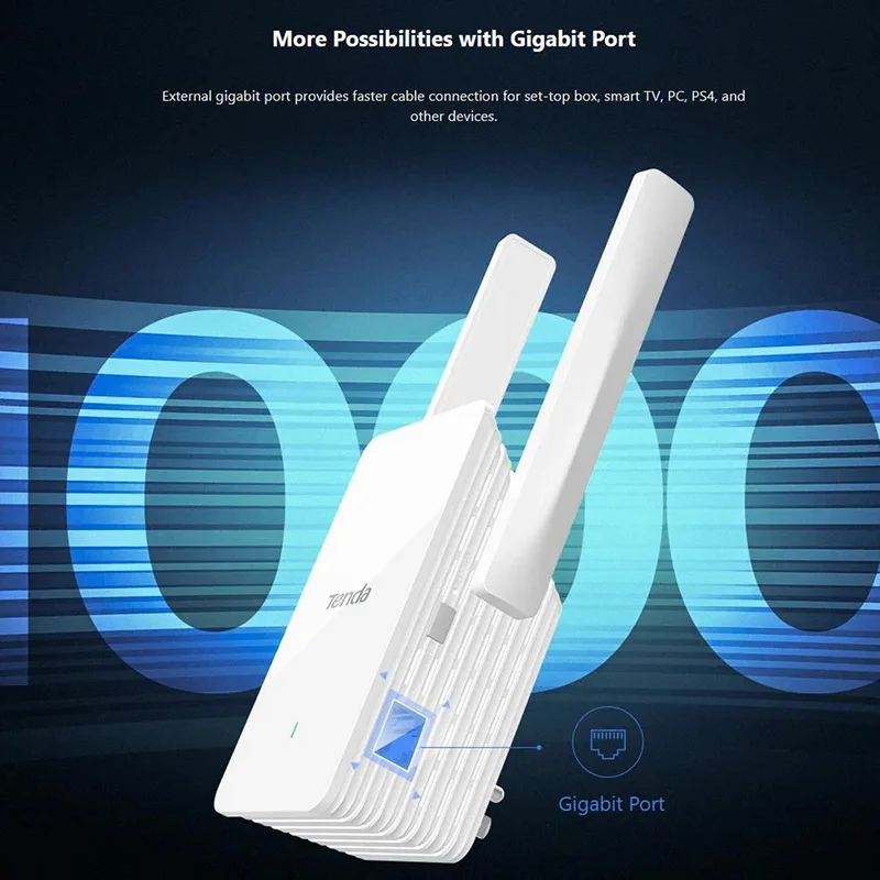 Tenda A23 Wifi6 Extensor Booster Faixa 2.4ghz 5ghz Dual Band Wi-fi Sinal com Porta Ethernet Gigabit Modo ap Wps Fácil Configuração - Imagem 6