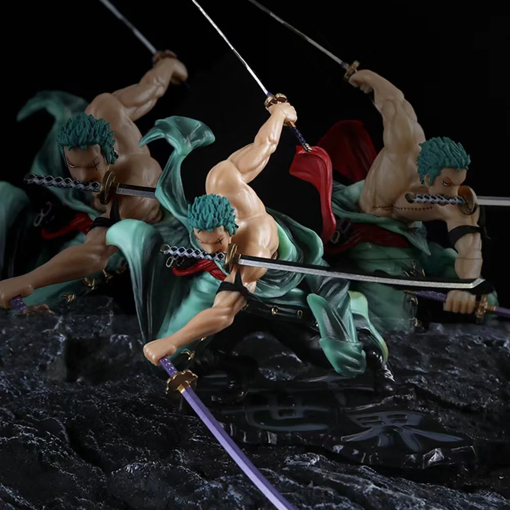 

10cm One Piece Figure Roronoa Zoro Three-Knife Fighting PVC Action Figurine Collection Model Toys Gift