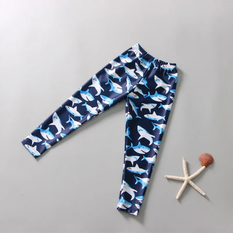 Summer Children Long Sleeve Swimsuit Set Jumpsuit Shark Print Baby Boys Diving Suit Sun Protection Swimwear Korea