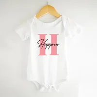 Personalized Baby Girl Name Romper Pregnancy Announcement Baby Jumpsuit Custom Name Bodysuit Personalized Girls Clothes