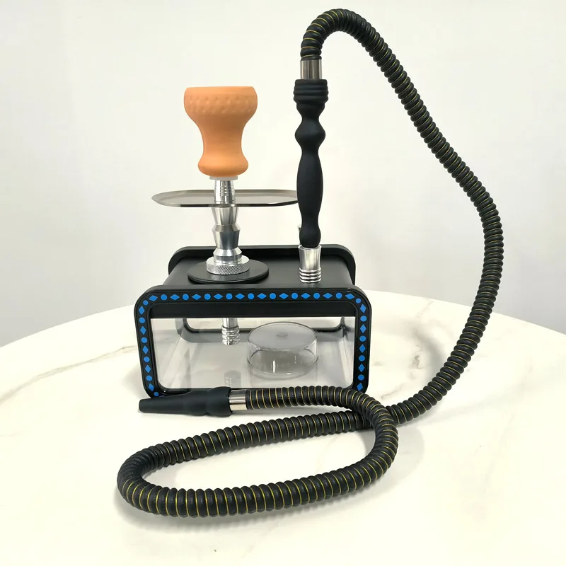 Acrylic Square Hookah with Double Hose and LED Light Bongs in Australian