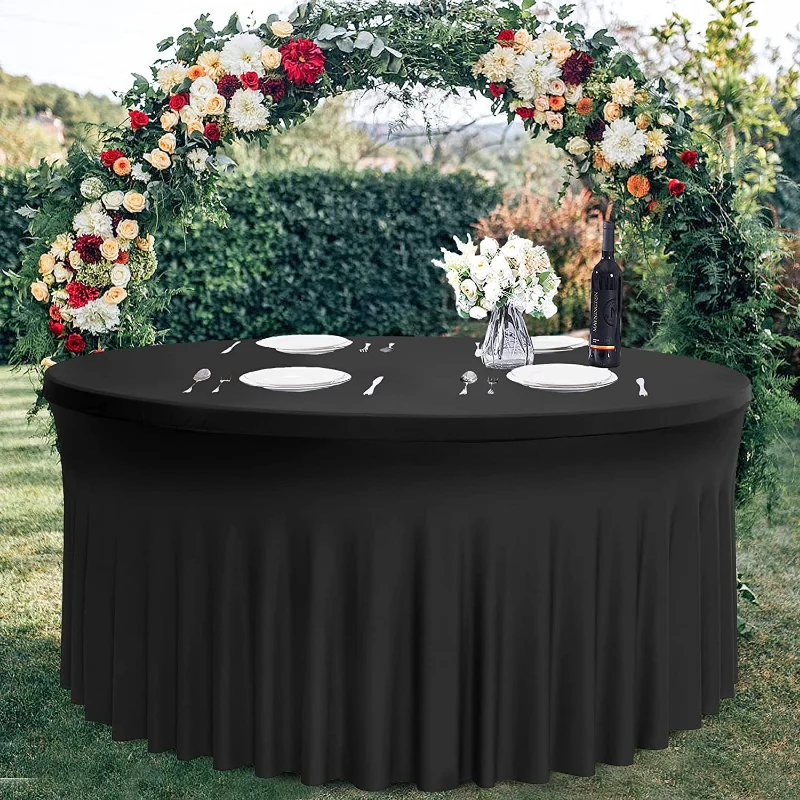 White Table Skirt Elastic Table Cloth Tablecloth Wedding Party Tableware Cover for Birthday Party Home Decor