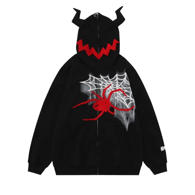 

2023 Autumn Winter New Hoodie High Street Sweatshirt Men's and Women's Fashion Personality Cardigan Couple Coat Y2k Tops