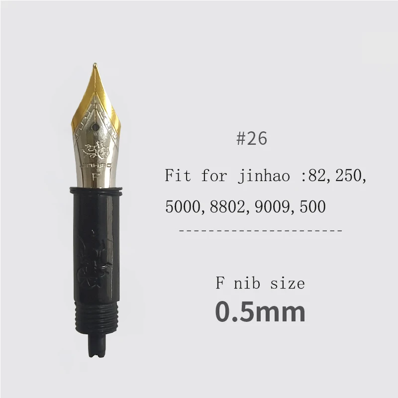 Set of 3 Jinhao 100 Fountain Pen Nibs with Black Section Feed ( F and M) Gold/Silver Trim-Compatible with Jinhao 159,750,450, 82 3