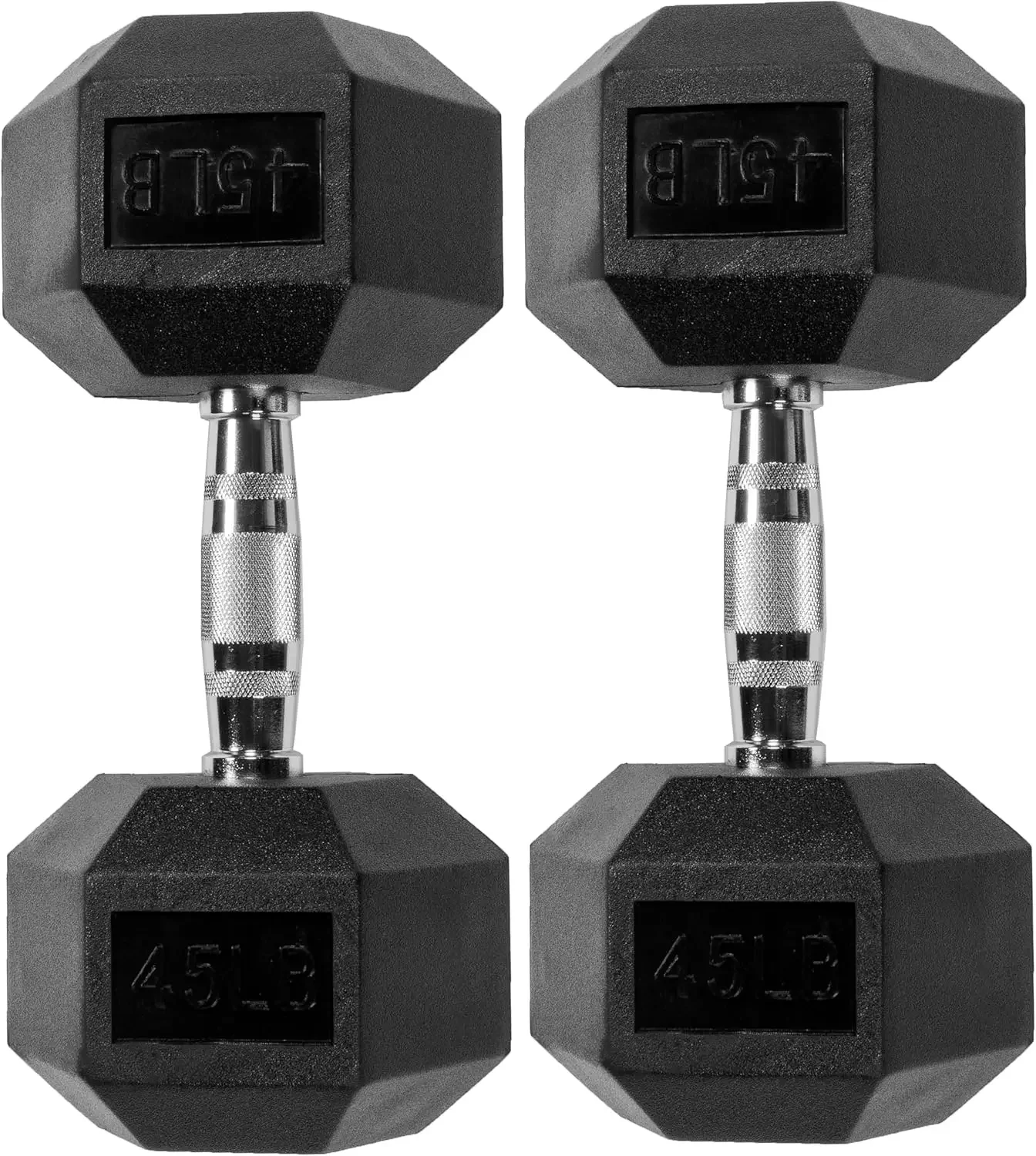Fitness Rubber Encased Hex Dumbbell, Multiple Sizes