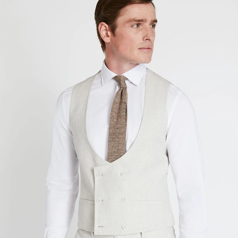 Sleeveless Jacket Male Clothes Wedding Summer Vests for Men Linen Double Breasted Waistcoat Slim Casual Suit Suits Blazer Men's