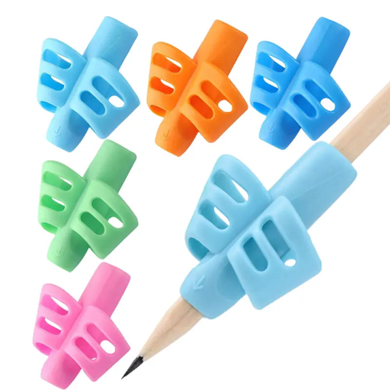 

5Pcs Stationery Children Writing Correction Device Silicone Pen Holder Students Learning Write Corrector Tool Teaching Equipment