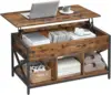 Coffee Table,Lift Coffee Table with Storage Shelf,Hidden Compartments and Lifting Top,19.7 x 39.4 x (19.3-24.4) Inches 1