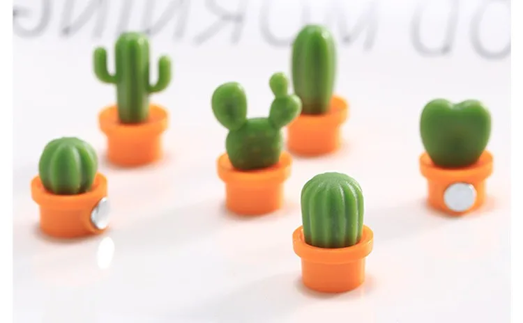 6PC/set of cute succulent plant refrigerator magnet button cactus refrigerator message sticker magnet sticker_voghion.com