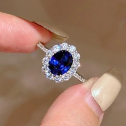 Elegant Blue Gemstone Sterling Silver Ring for Women - Wedding & Party Jewelry