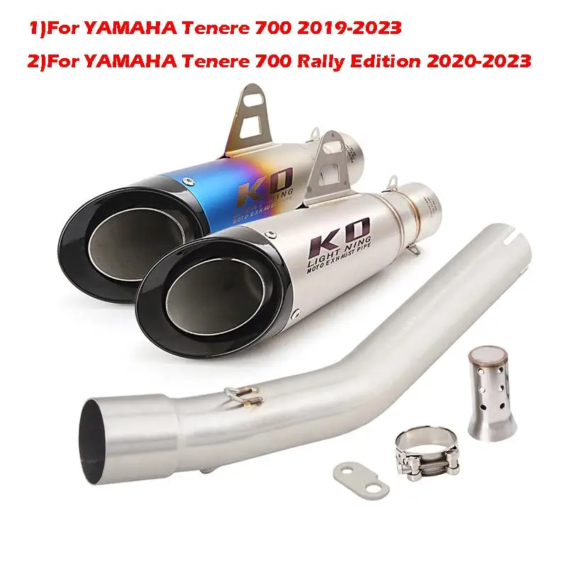 Per Yamaha Tenere 700 2019-2023 700 Rally Edition 2020-2023 Slip On Scarico Mid Connect Pipe Moto Marmitta Escape 51Mm