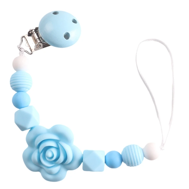 Flower Baby Pacifier Clip Chain Silicone Newborn Dummy Nipple Clips BPA Free Teething Toys Soother Pendant Chain