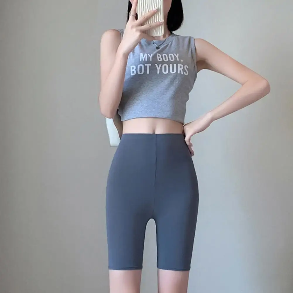

Yoga Shorts Sweat Absorbing Summer Leggings Solid Color Trendy Summer Slim Knee-Length Bottoms Streetwear