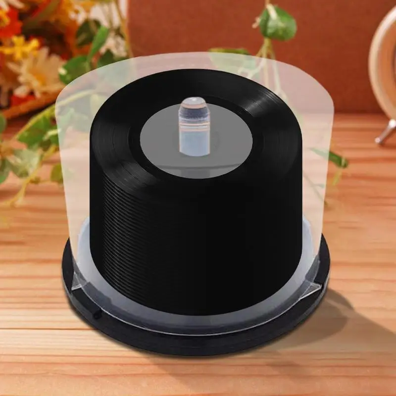DVD Cake Case 50 Clear Column Empty DVD Storage Bucket Black Spindle Holder 50 Disc Capacity Storage Containers