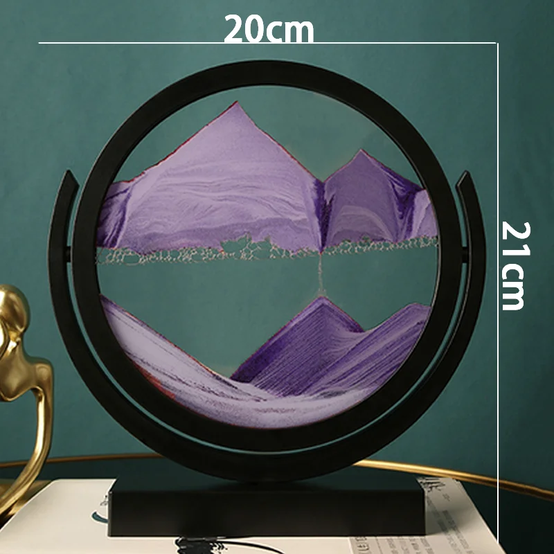Sablier Fluide 3D Sandscape 7 - Décor Dynamique Avec Sable Coloré - Pour Bureau, Salon, Effet Relaxant