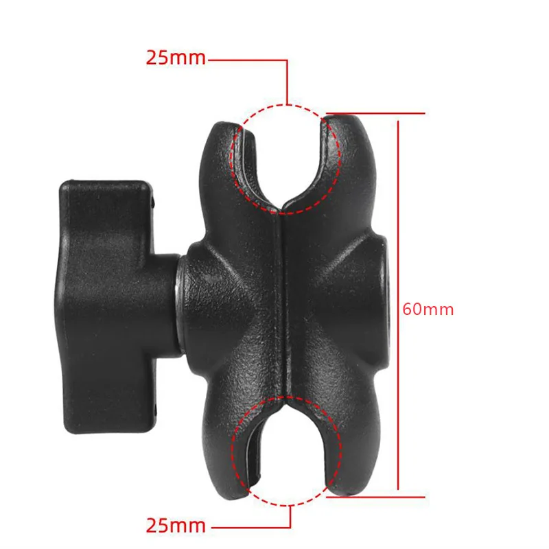 Double Socket Ram Mount Support Holder Clamp Compatible with 1 Inch 25mm Ball Mount Boule Ram Motorcycle Accessories 2