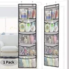 Over The Door Organizer with 5 Large Pockets Hanging Storage Shelves Grey 1