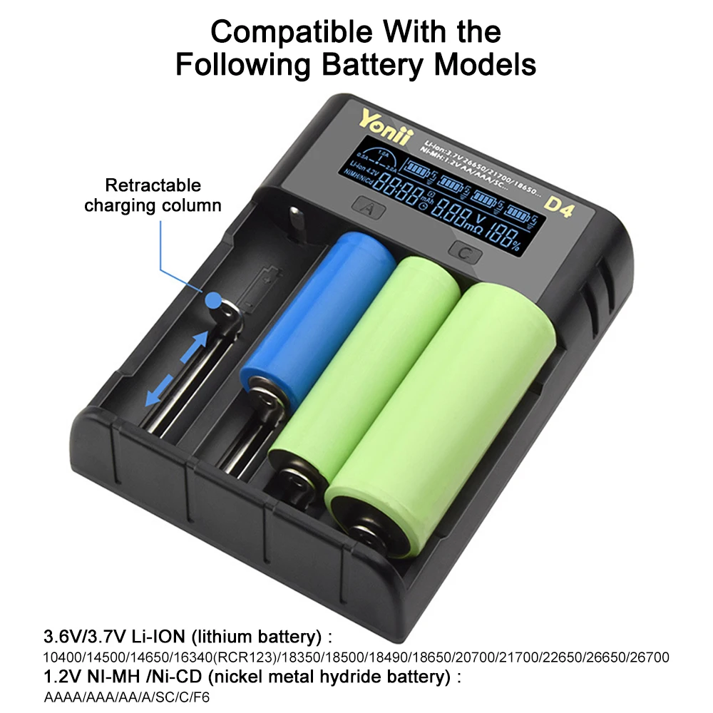 Universal Smart Battery Charger for NiMH Li-ion Rechargeable Batteries