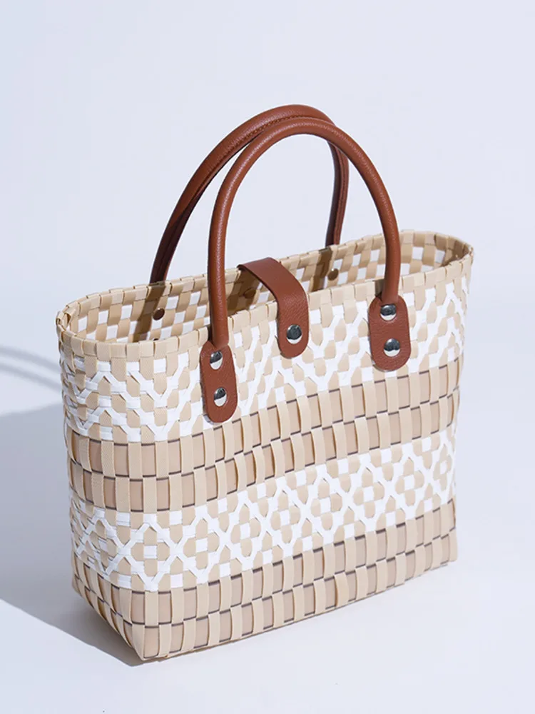 JNMC Handmade Woven Women's Fashionable And Minimalist Buckle Shopping Handbag