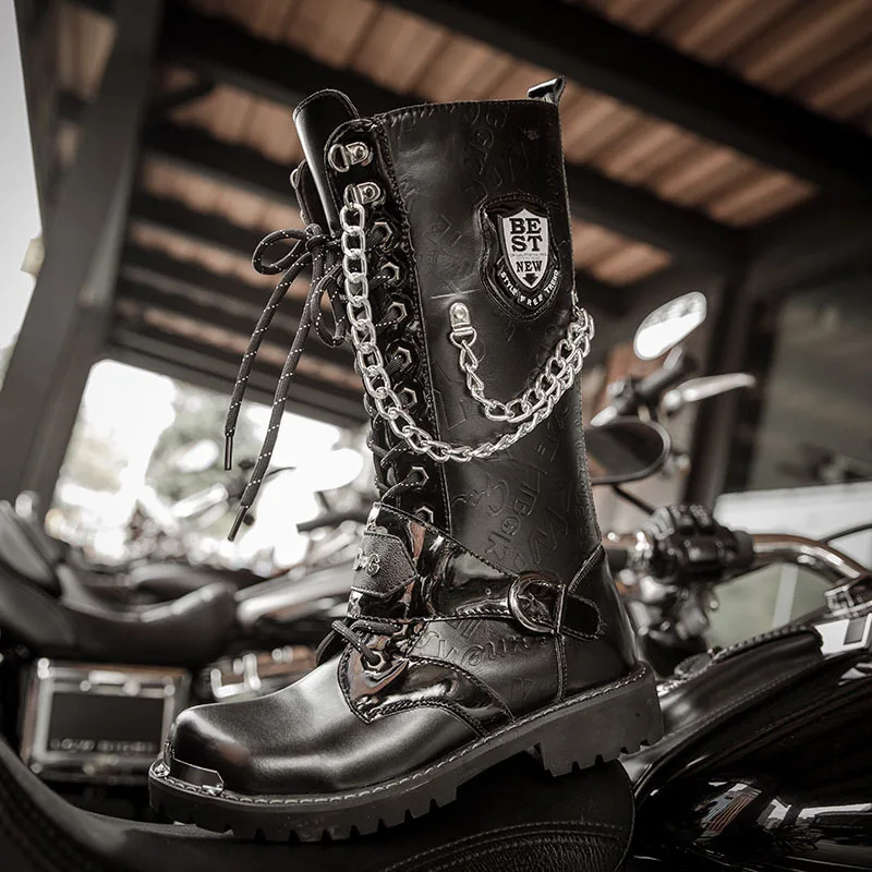 Botas De Moto Hombre: Botas De Seguridad Invierno Cálido Terciopelo Planos  Altas Botines Montaña Cordones Botas Militares Impermeables Botas Seguridad