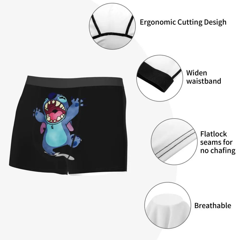 Custom Stitch Lion Cute Boxers Shorts Men's Disney Movie Briefs Underwear Fashion Underpants
