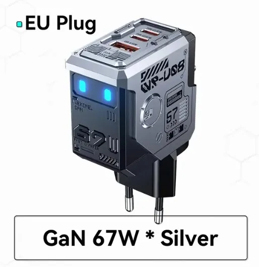 67W GaN Charger Mecha Robot Three Port QC PD Fast Charging Power Adapter