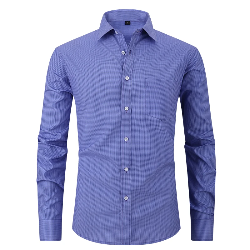 

Men's Long Sleeves Shirts Small Plaid Foreign Trade Printed Check Dress Shirt Regular-fit Comfortable Versatile Casual Shirts