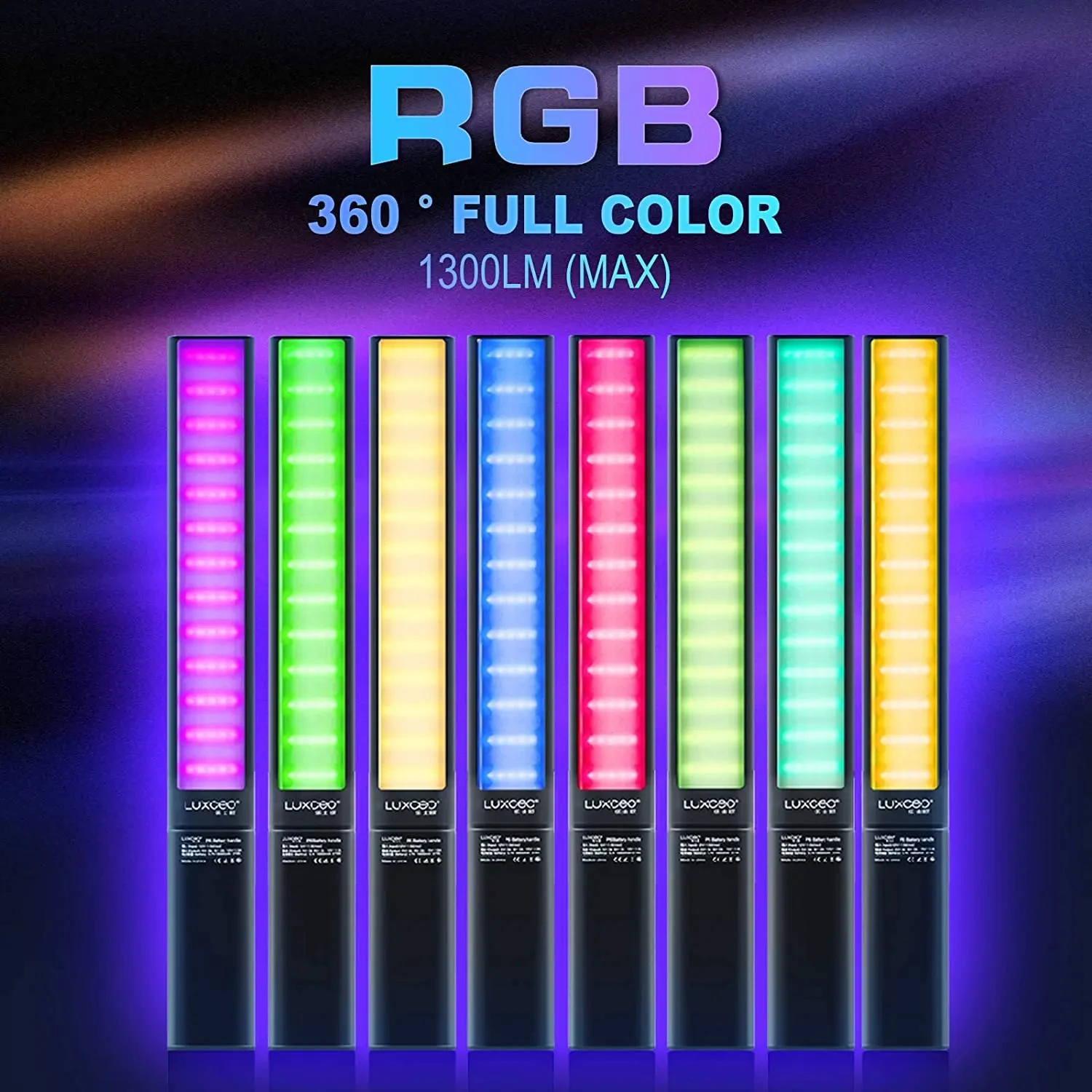 

LUXCEO P6 LED RGB Video Light Tube 1300LM 2500K-6500K Rechargeble Battery 10000mAh Full Color Fill Lighting 18W Fill Light Bar