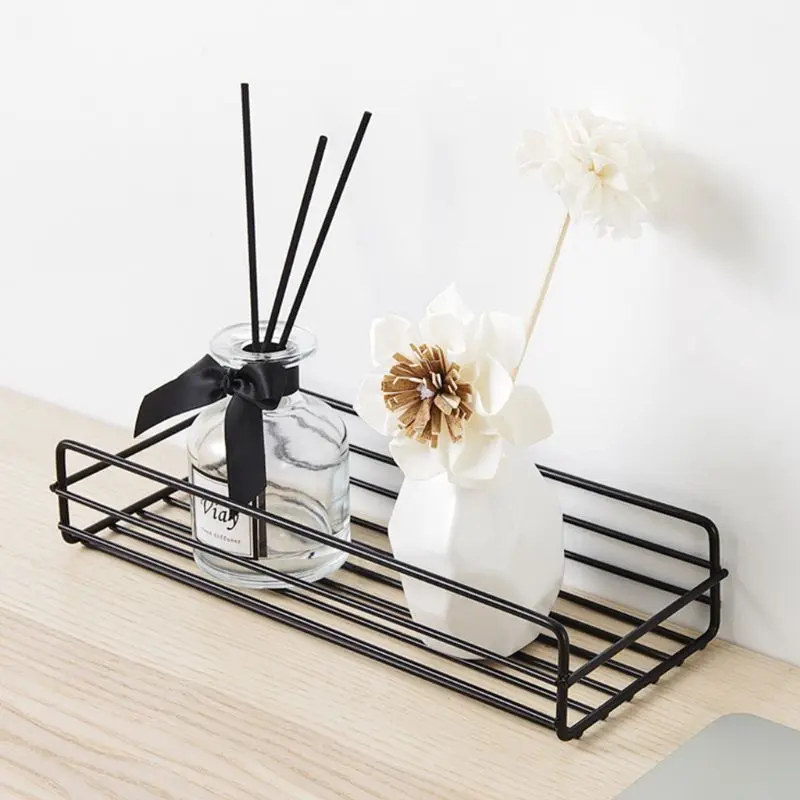 Bathroom Storage Rack Kitchen Organizer Shelf Black Shelves Corner Frame Iron Shower Punch Free Mounted Caddy Rack 4