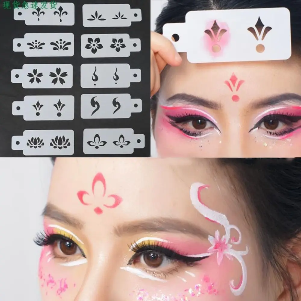 Hollow Flowers Temporary Tattoo Stencil for Drawing Molds Face Makeup Template Women Kids DIY Journaling Supplies Hanfu Decor