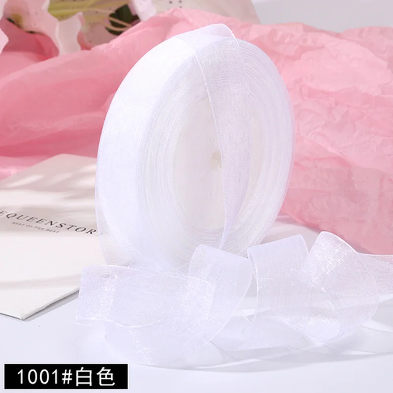 Ribbon Decoration Ribbon Supplies Wrapping Ribbon Christmas Ribbon Organza Ribbon 12/15/20/25/40/50mm White Transparent Organza Ribbons Gift Wrapping Decoration Christmas Ribbons Wedding Party Decoration 50yard