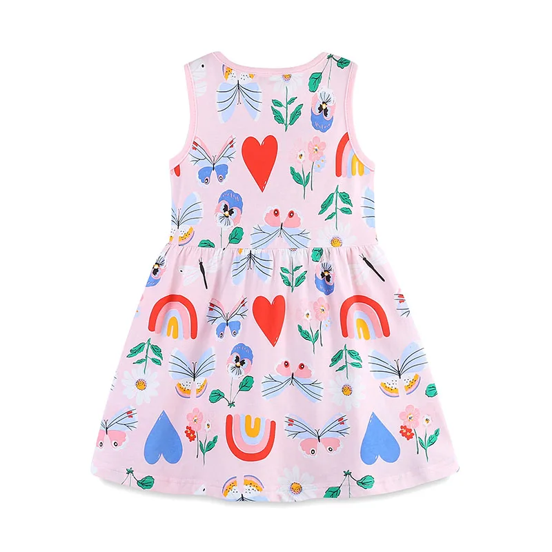 2025 Summer New Design Fashion Children's Clothing Kids Clothes Baby Girls Cotton Cartoon Rainbow Butterfly Dress