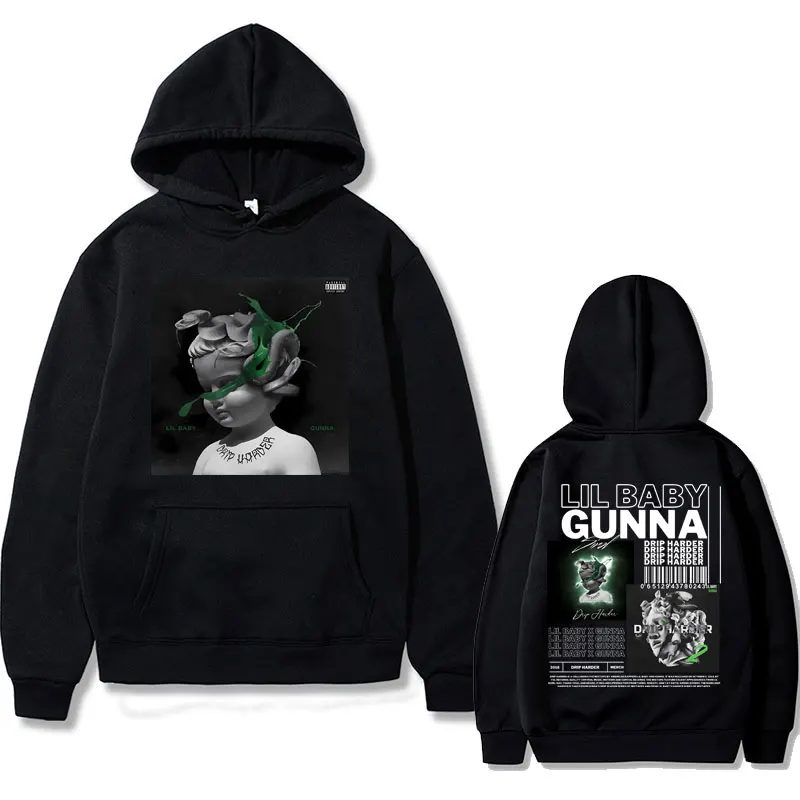 

Rapper Lil Baby Gunna Drip Harder Music Album Graphics Hoodie Male Hip Hop Oversized Sweatshirt Streetwear Men's Vintage Hoodies
