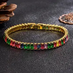 Elegant Black Jet Zircon Silver Tennis Bracelet - 925 Pure Silver, 3mm Round Stones, Women's Jewelry (6MM Gold 18CM)
