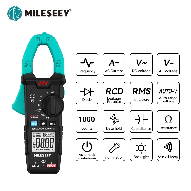 

Мультиметр Mileseey с зажимами, AC/DC 10000 a