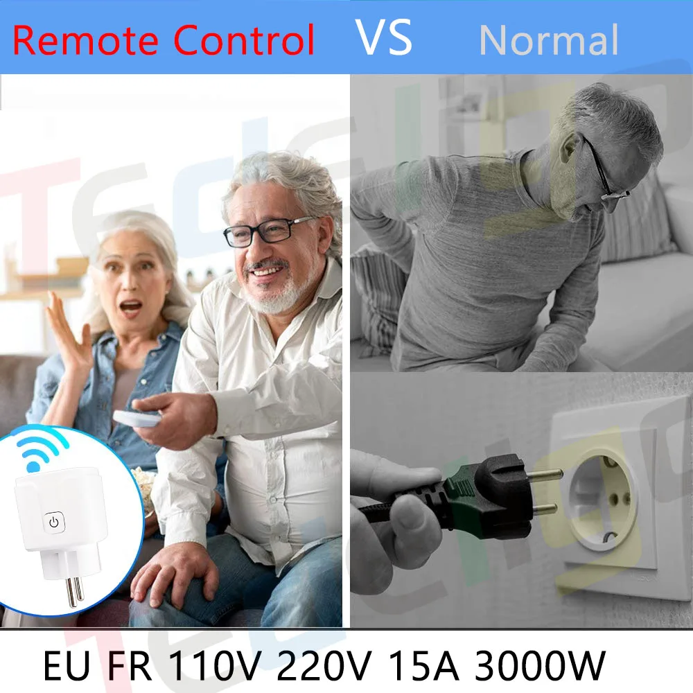 RF 220V 16A Electrical Socket 433MHz Wireless Remote Control Plug 3000W EU FR Standard,for Home LED/Light/Fan/Lamp ON OFF 4