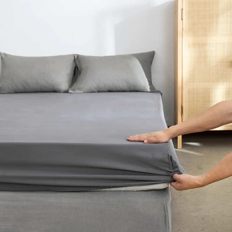 Brushed Fitted Sheet with Elastic Bands Non Slip Adjustable Mattress Covers Bed Cap /Bed Spread /Bedsheet Single Queen King Size 4