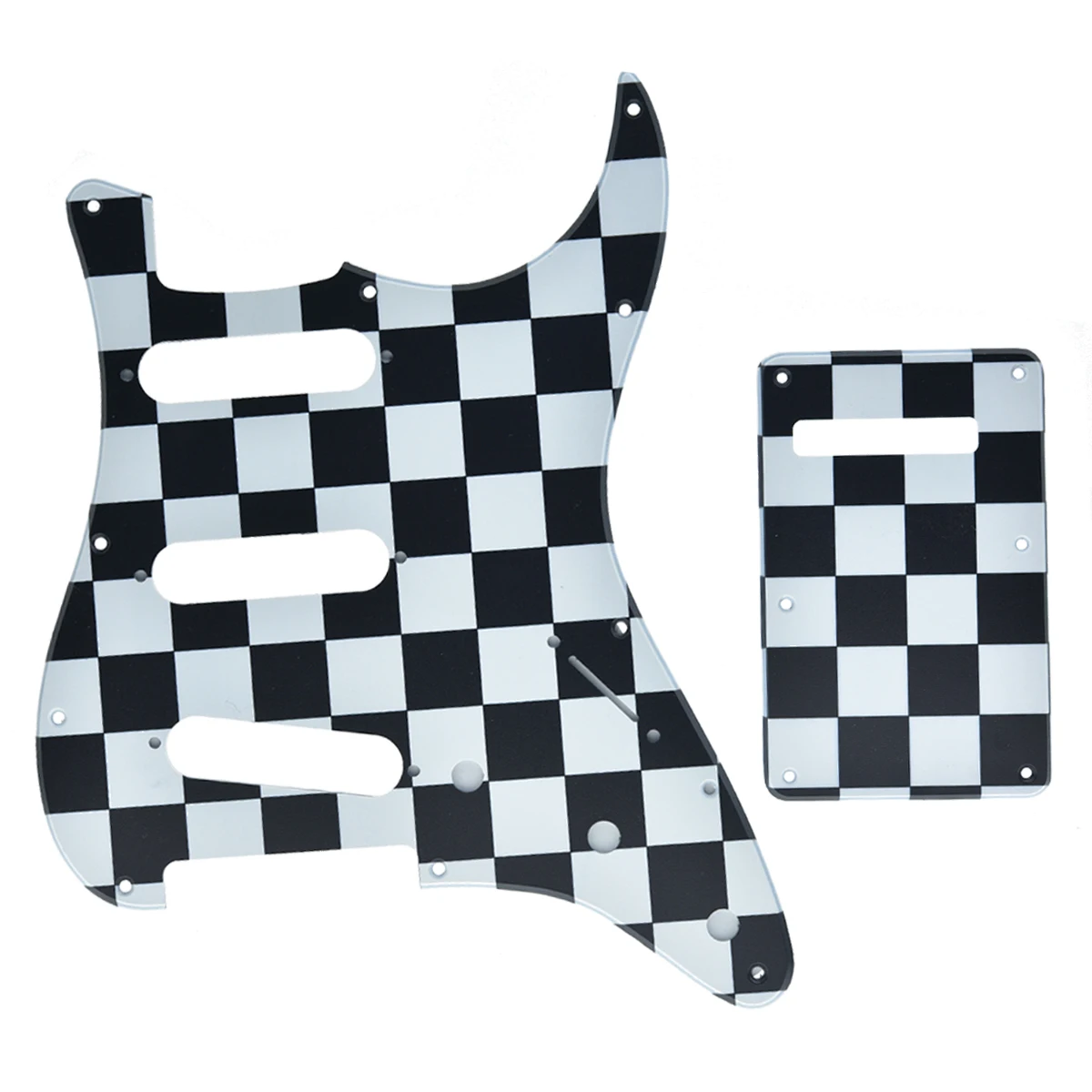 Kaish 11 Hole St Strat Guitar Sss Pickguard Tremolo Cover Posteriore Piastra Posteriore Per American Stratocaster Griglia Nera/Bianca