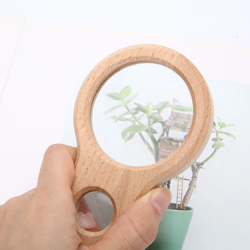 

3x 5x Wooden Magnifying Glass Outdoor Nature Exploration Observation Early Education Toy Handheld Magnifier