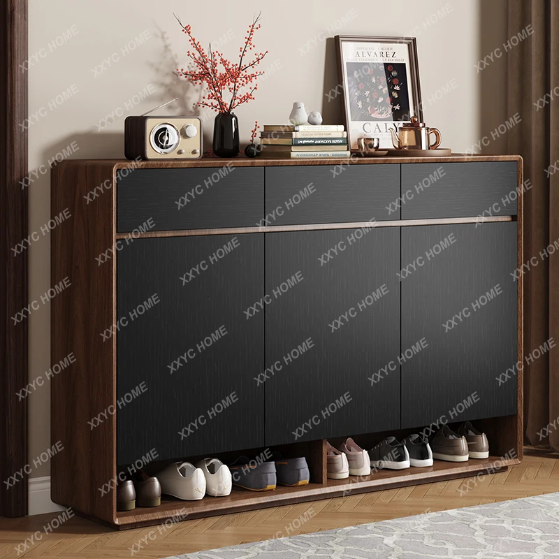 

Design Simple Shoe Rack Solid Wood Nordic Cupboard Black Shoe Stand Modern Storage Rangement Chaussures Home Furniture HD50XG