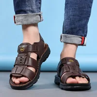 Sandales en Cuir group pour Homme, Chaussures de Plage Antidérapantes, Grande Taille, Nouvelle Collection 4