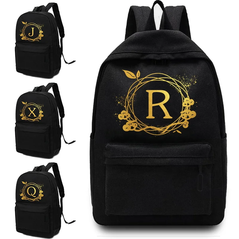 Canvas Backpacks Women Shoulders School Bag Wreath Letter Printing Casual Backpack Designer Laptop Backpack Unisex Sport Bags