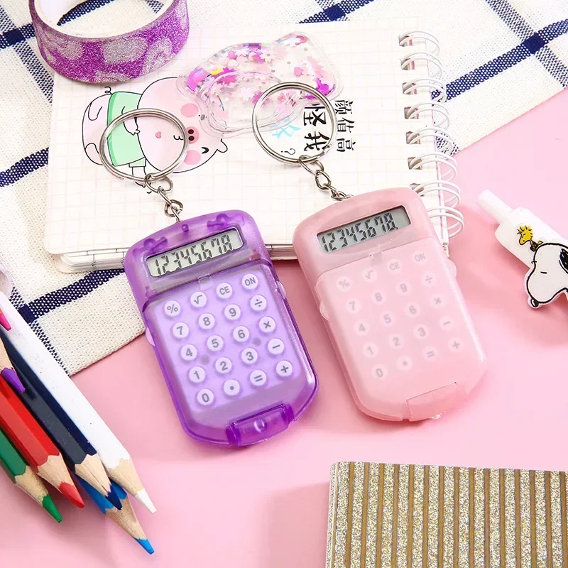 Electronic Mini Calculator Creative Convenient Multifunctional Calculator Bag Charm Keychain for School