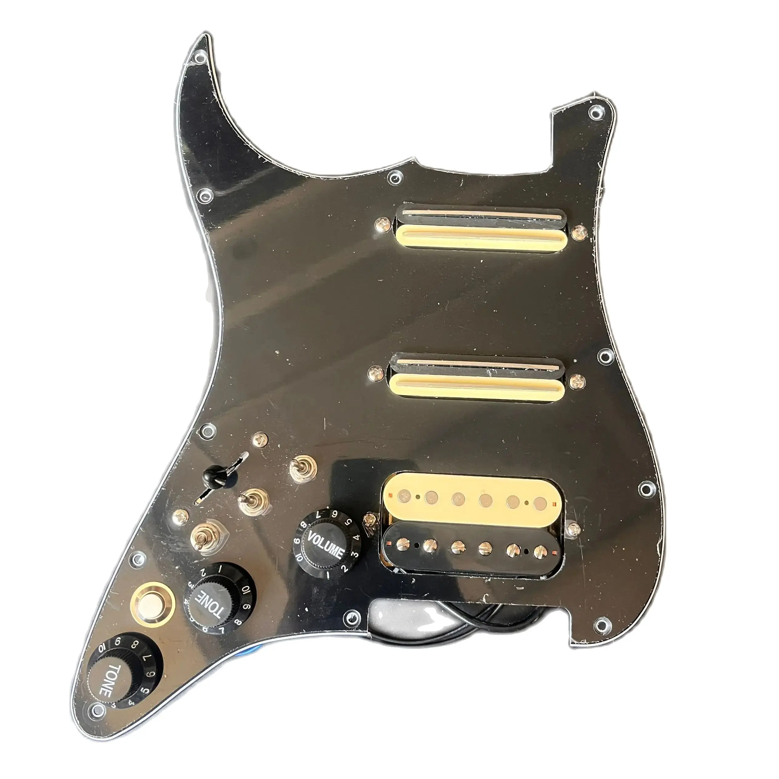 

Left Handed Loaded SSH Pickguard Set, Split Coil Mini Zebra Humbucker Pickups, Kill Switch, Output Mute Switch, Guitar Parts