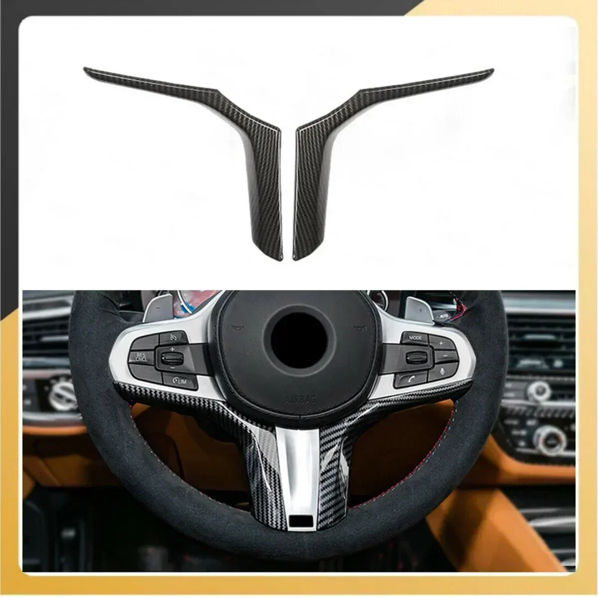 2 개/대 탄소 섬유 자동차 스티어링 휠 스위치 트림 BMW 2 시리즈 F44 2 3 4 5 6 7 8 시리즈 G22/G23/G26 X3 X4 X6 X7