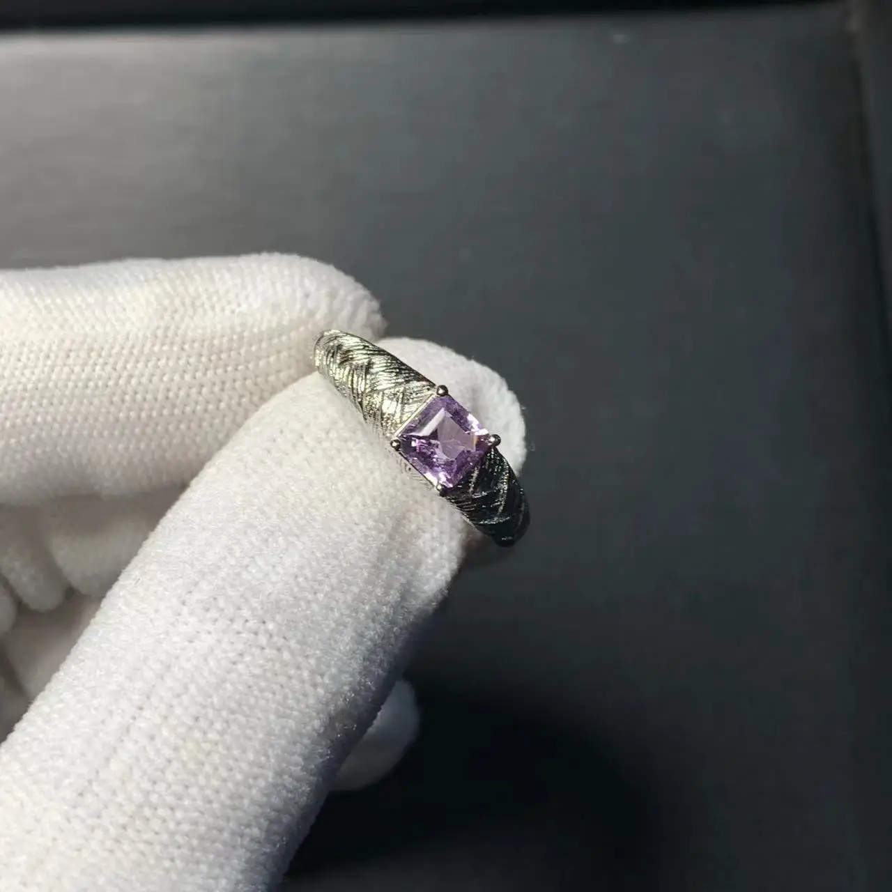 Natural Amethyst Ring Stone Female Handmade Rings Jewelry for Women Gift Purple Flower