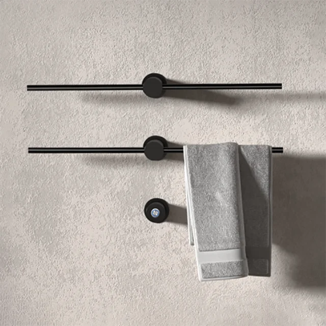 Simple Functional Wall Mounted Towel Warmer Household Dry Towel Rack Matte Black Heated Towel Rail