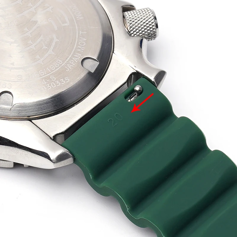 Silicone Aqua Ghost Dive Watch Sport Strap - Black & Green, Waterproof Replacement Strap