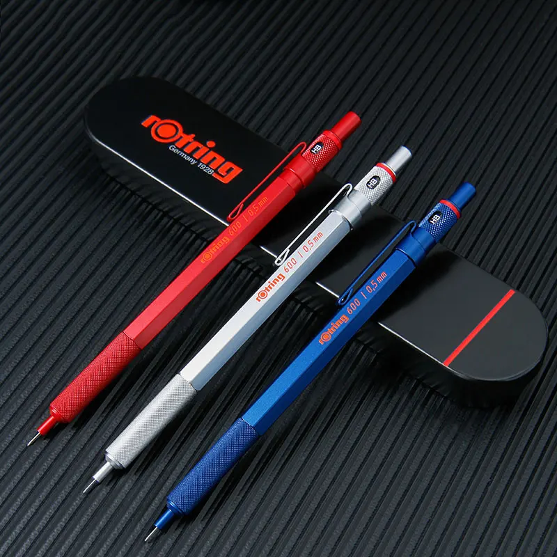 Rotring 600 Mechanical Pencils 0.5mm 0.7mm Professional Drawing Sketching  Pens Metallic Body Hexagon Holder Architect Gift - AliExpress